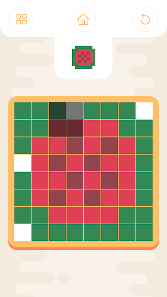 A Pixel Spin görögdinnyét ábrázoló feladványa színes pixelek rácsán