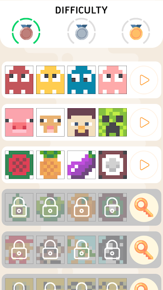 Pixel Spin képgaléria pixeles állatokkal és gyümölcsökkel